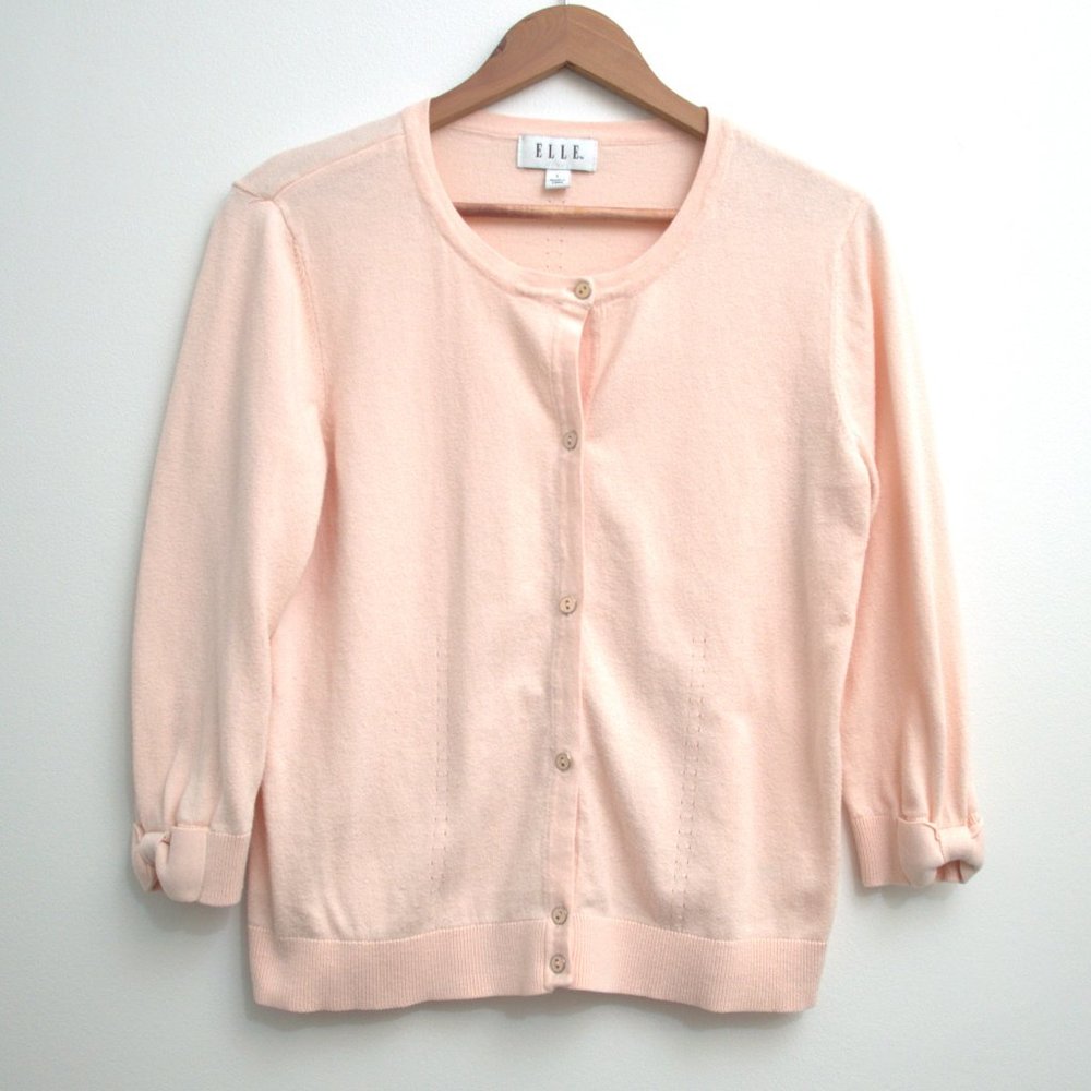 Elle 3/4" sleeve cardigan sweater sz L